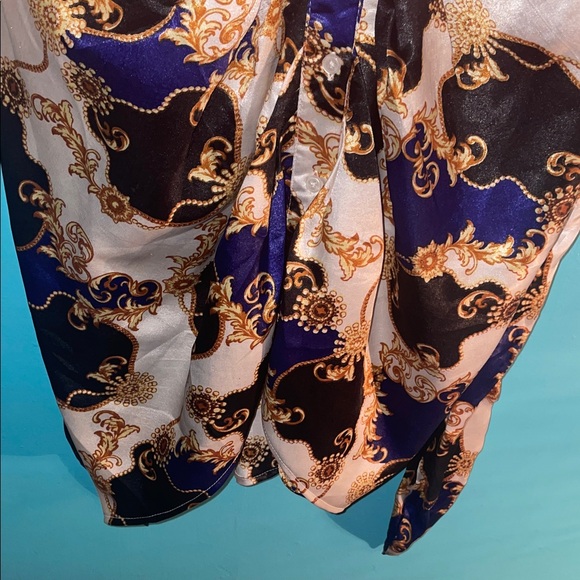 Elegant Blue and Gold Patterned dress - Picture 13 of 14